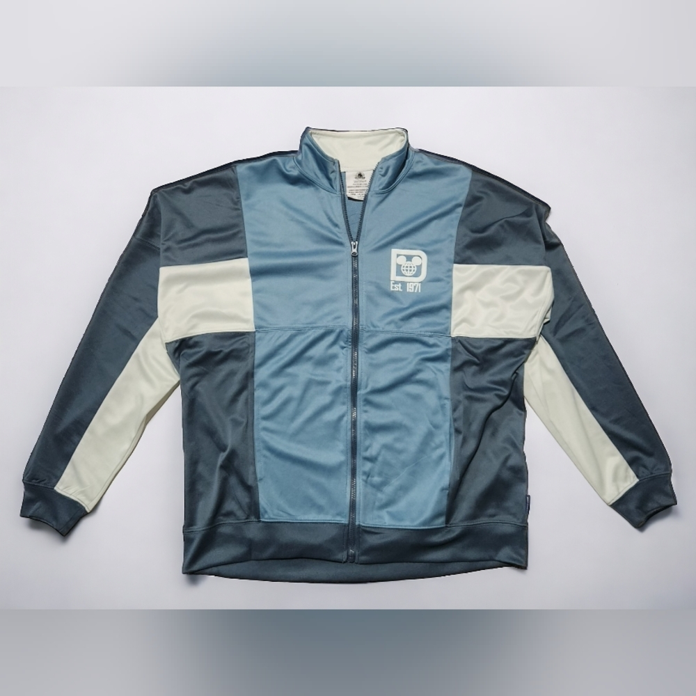 Walt Disney World Spirit Jersey Adult Large Blue Jacket Full Zip Track Coat